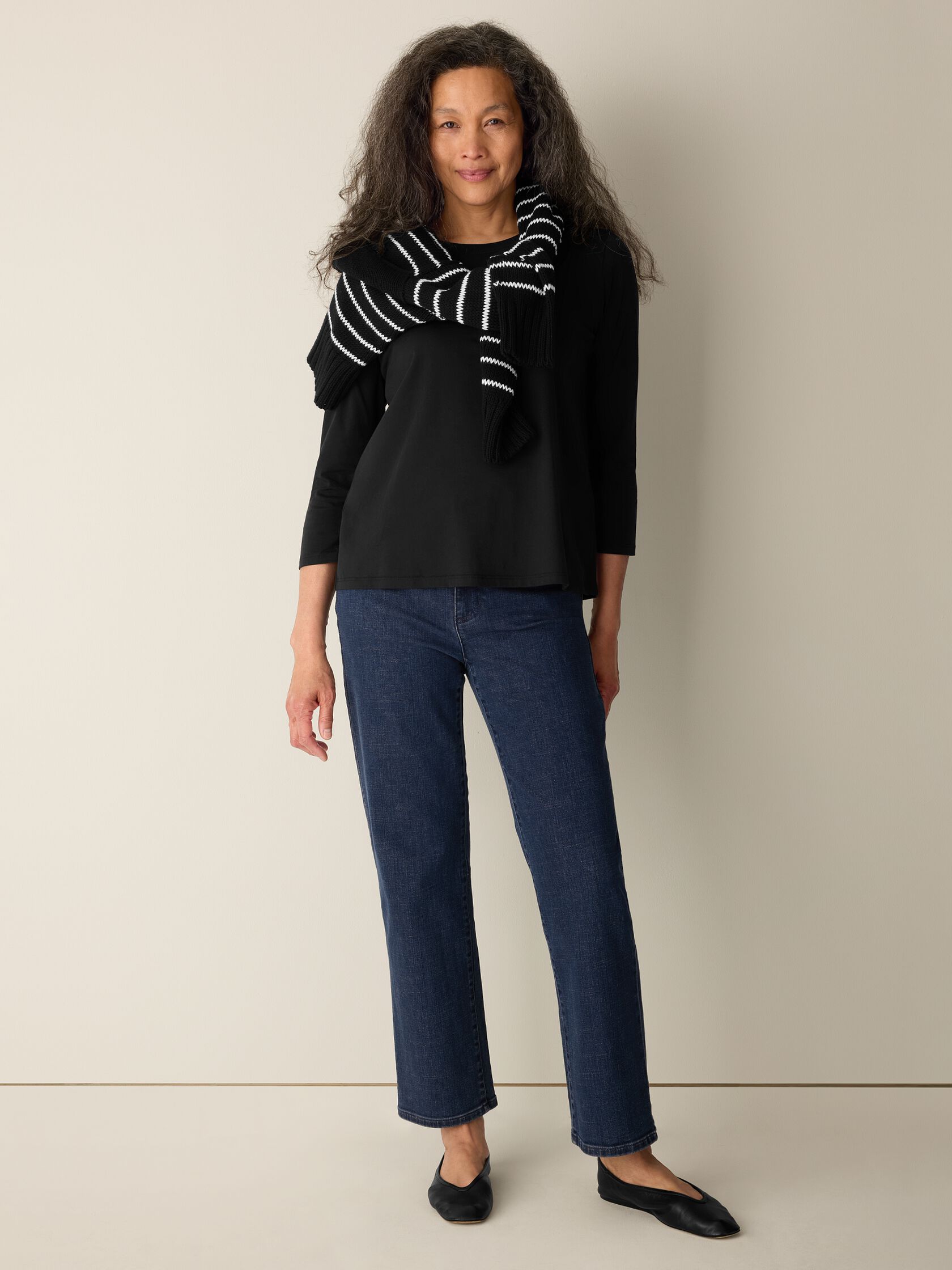 Organic Pima Cotton Jersey 3/4-Sleeve Tee