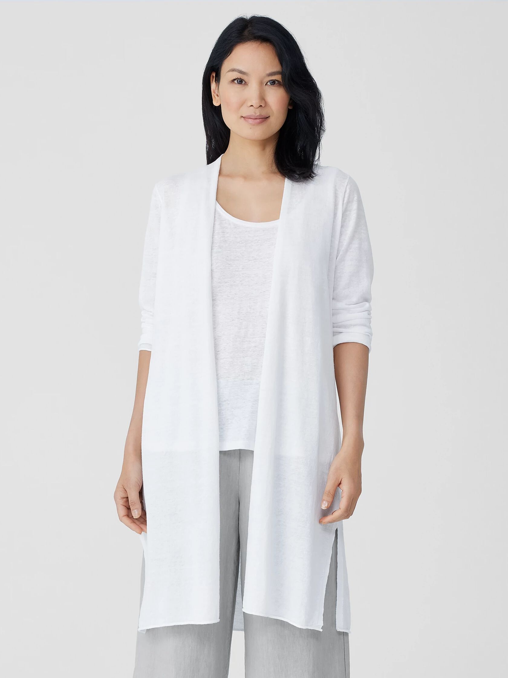 Organic Linen Cotton Jersey Long Cardigan