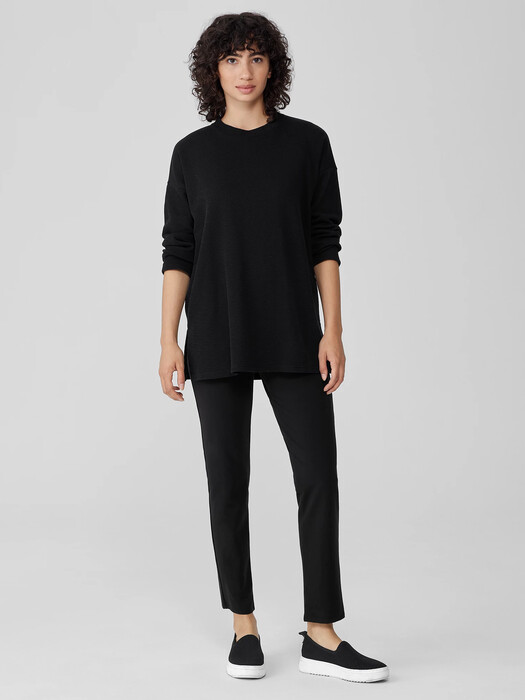 Organic Cotton Slubby Rib Knit Crew Neck Top