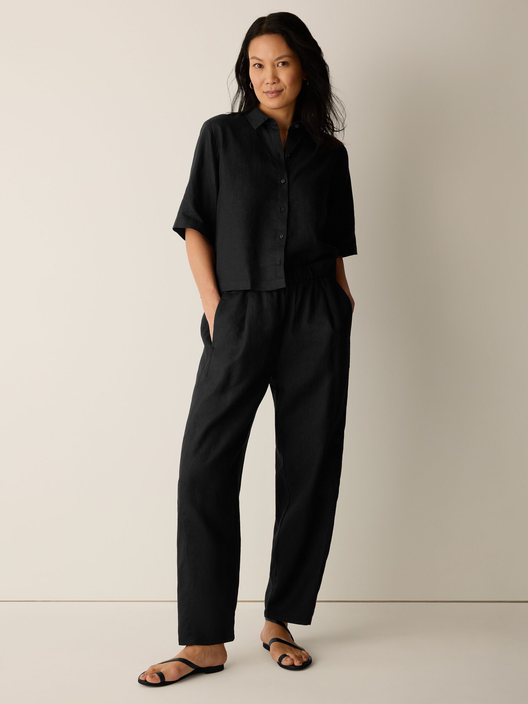 Organic Linen Pleated Lantern Pant