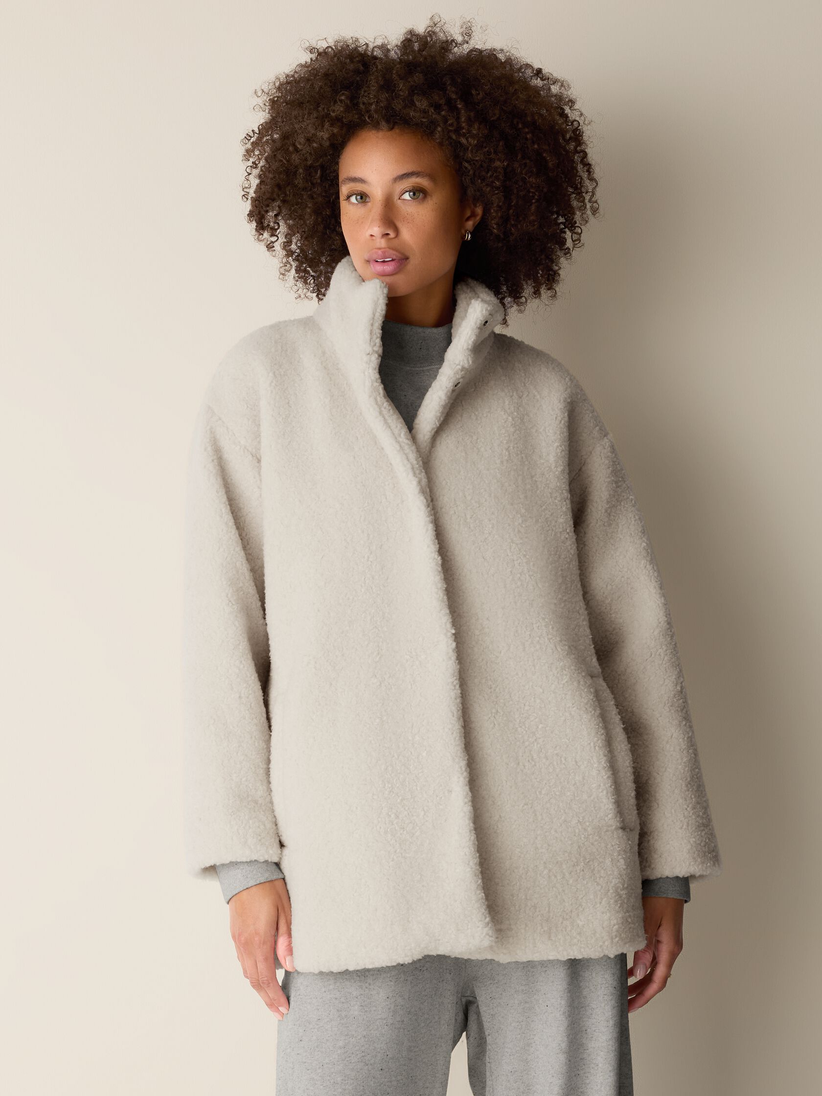 Wool Fluff&nbsp;Stand Collar Coat
