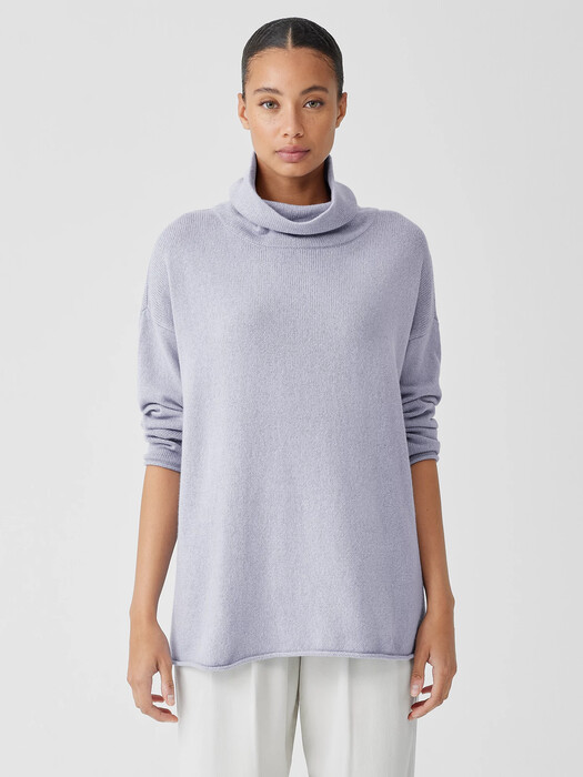 Cotton and Recycled Cashmere Turtleneck Top