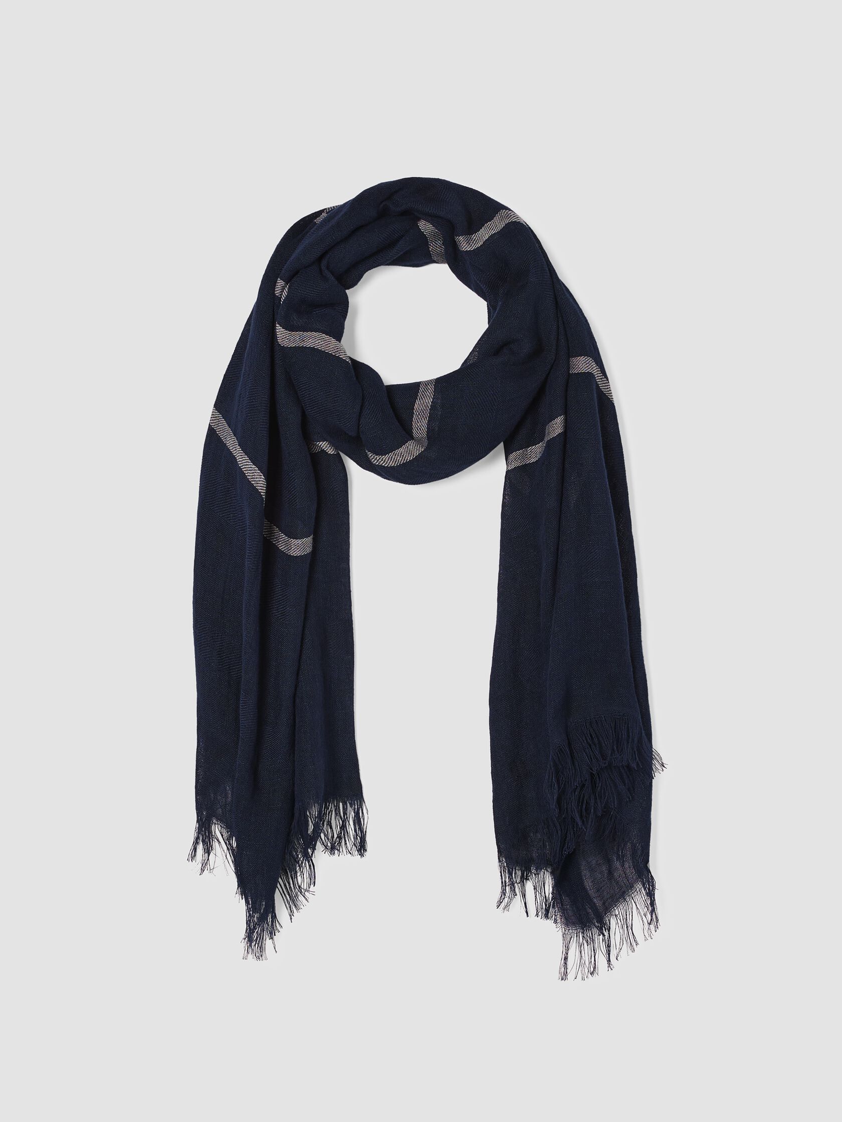 Striped Airy Linen Scarf
