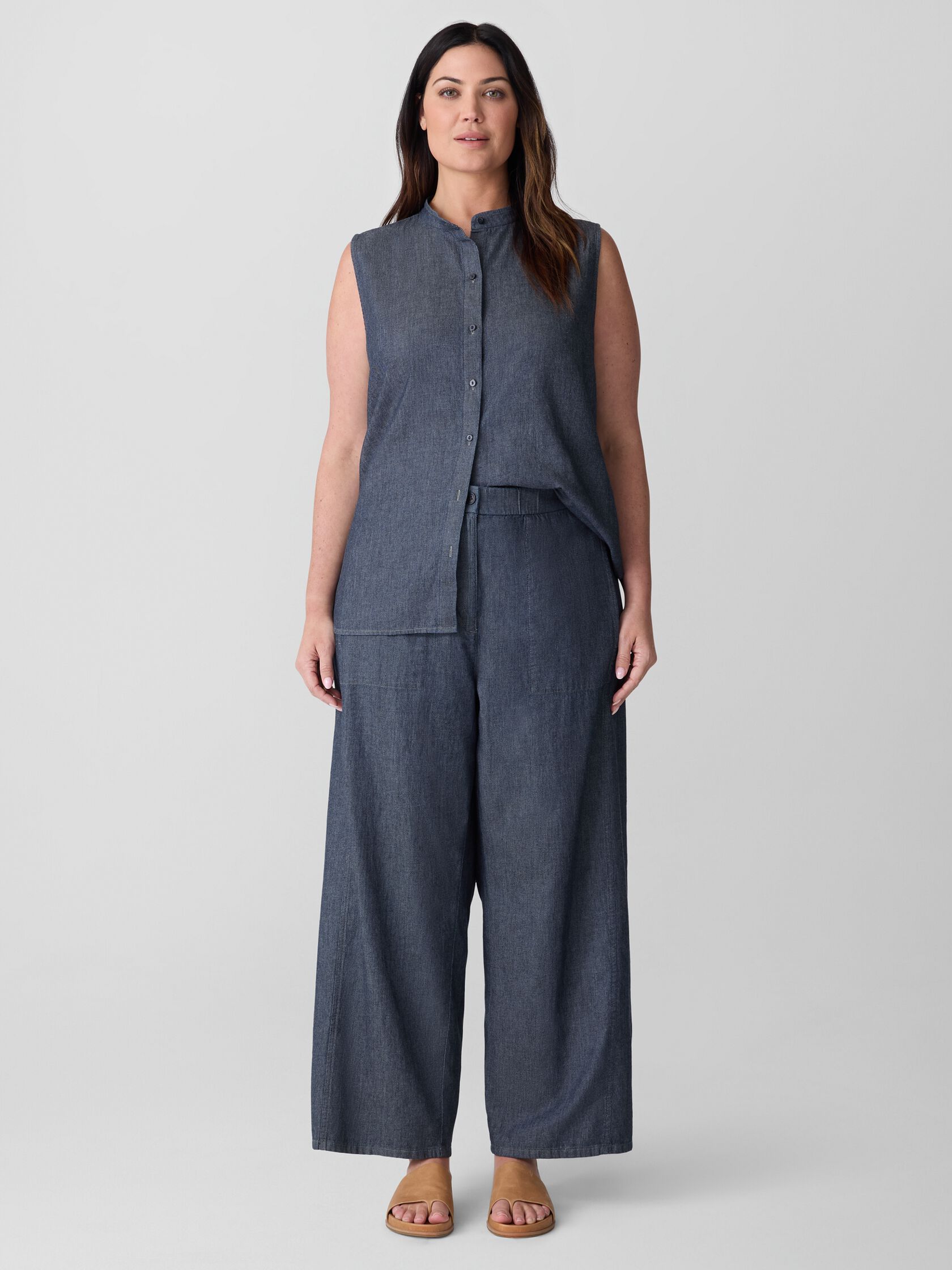 Airy Organic Cotton Twill Wide-Leg Pant