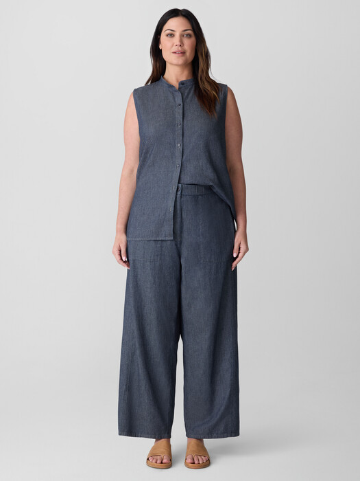 Airy Organic Cotton Twill Wide-Leg Pant