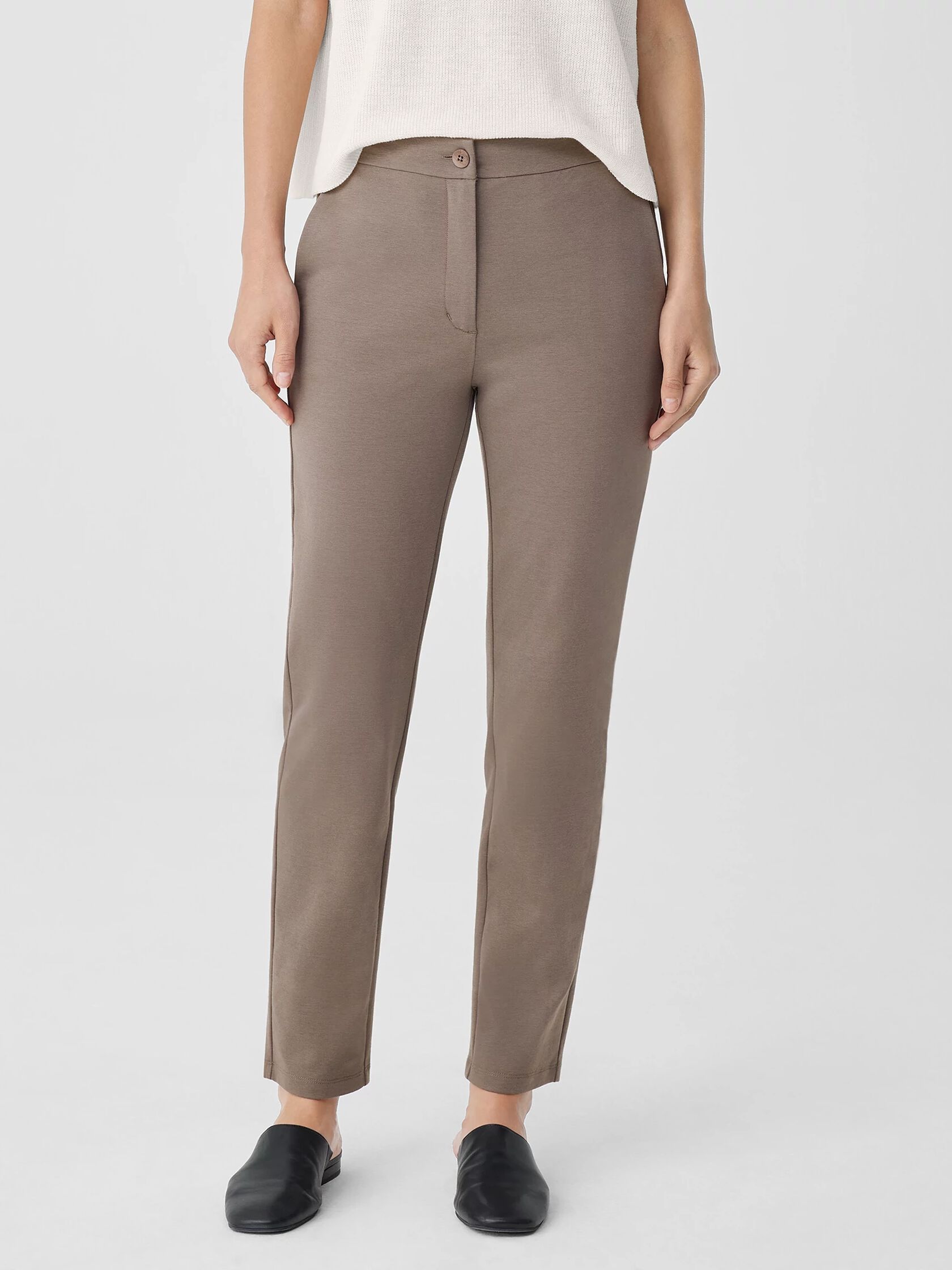 Cotton Blend Ponte Slim Pant