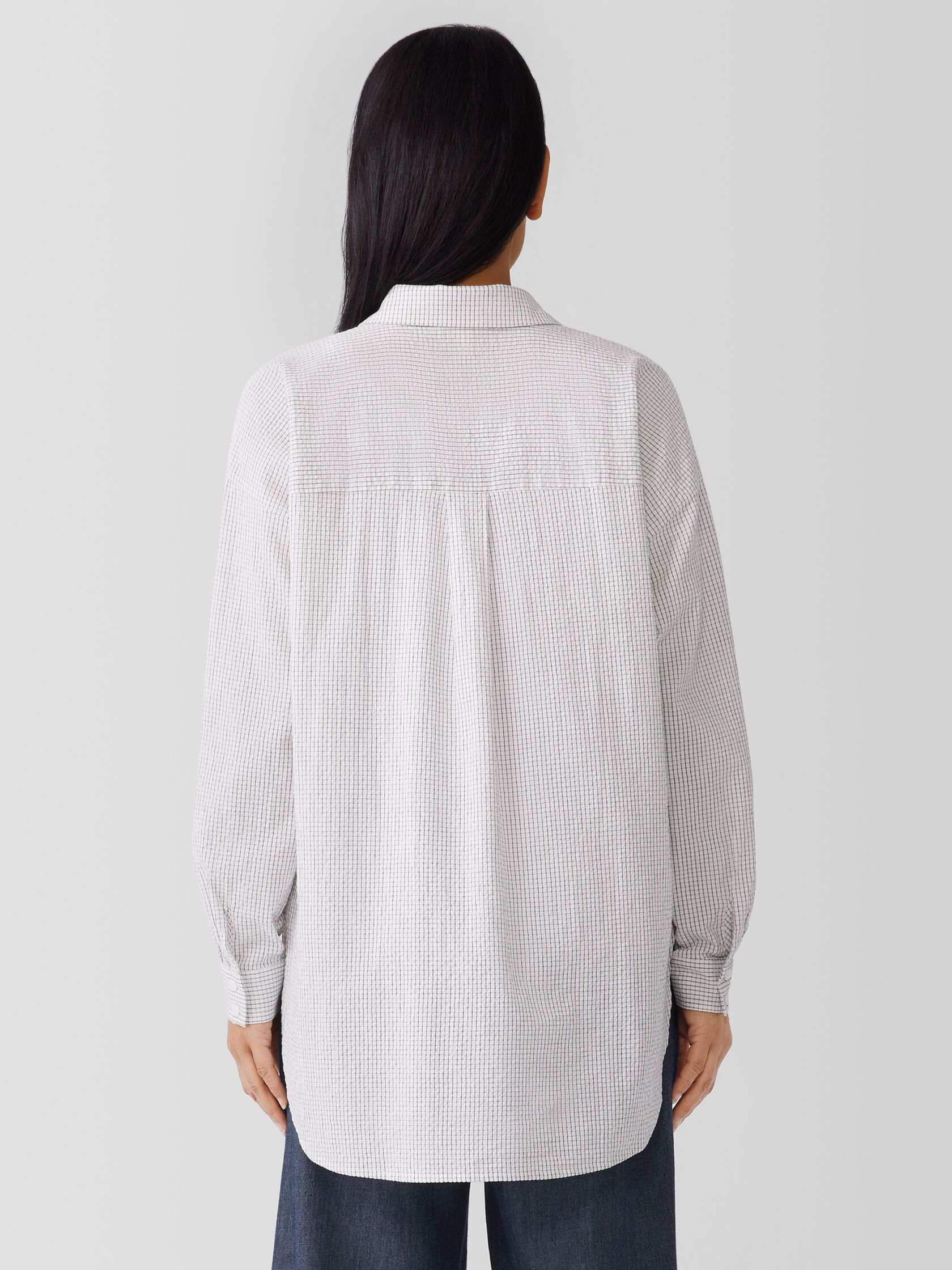 Organic Cotton Ripple Checkered Classic Collar Shirt