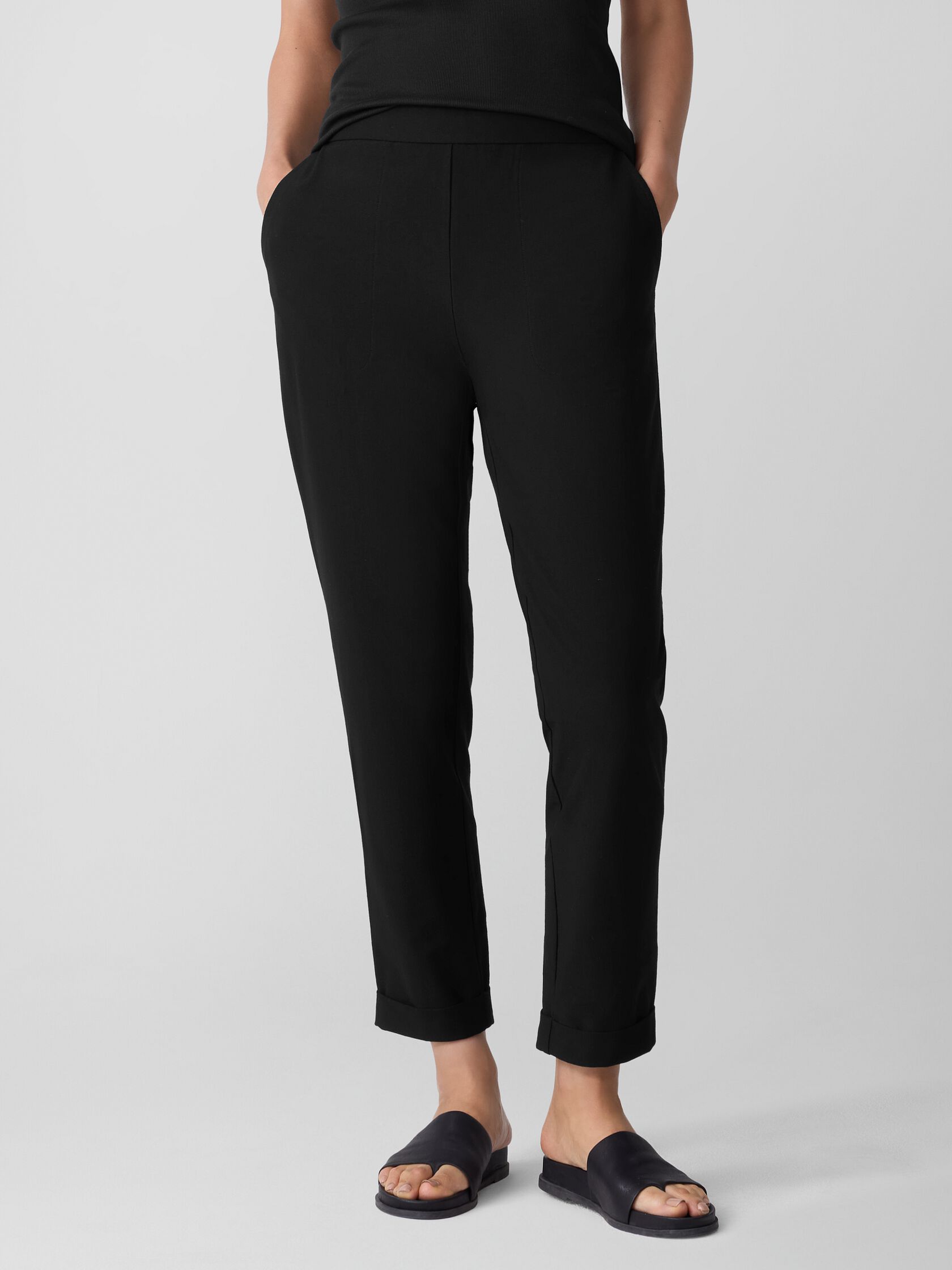 Washable Stretch Crepe Cuffed Pant
