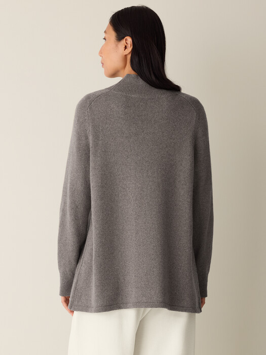 Cotton & Recycled Cashmere Turtleneck Long Top