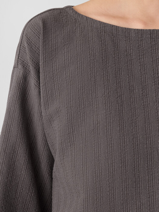 Cotton Blend Stripe Stitch Box-Top