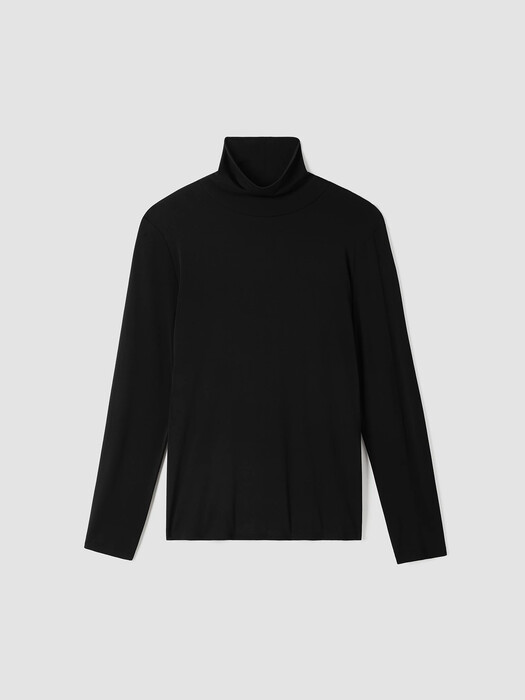 Stretch Silk Jersey Scrunch Neck Top
