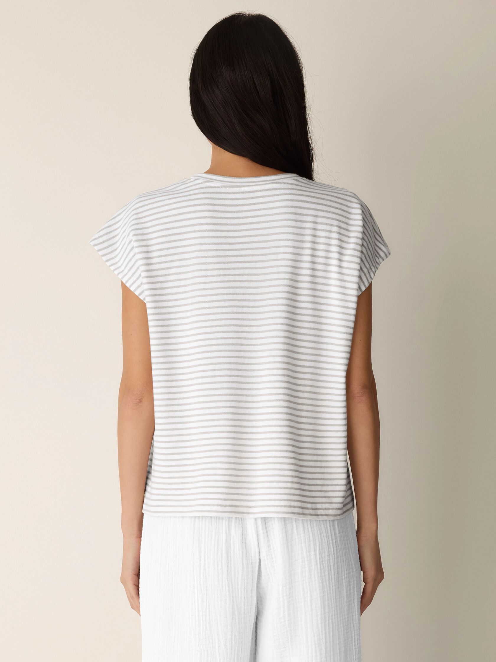 Striped Organic Cotton Slub Crew Neck Tee