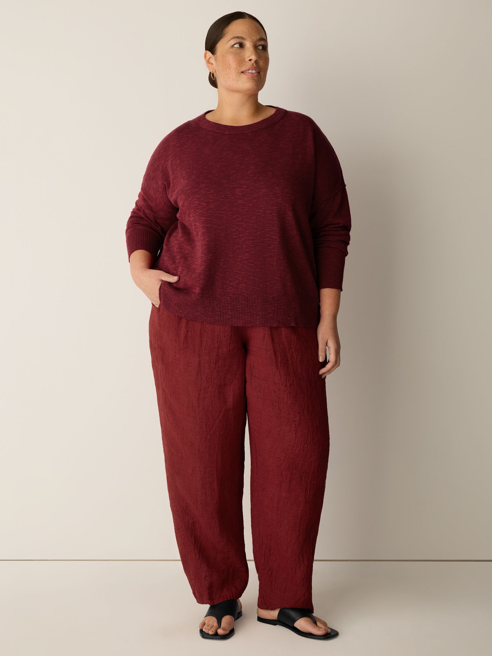 Organic Linen Cotton Slub Crew Neck Top