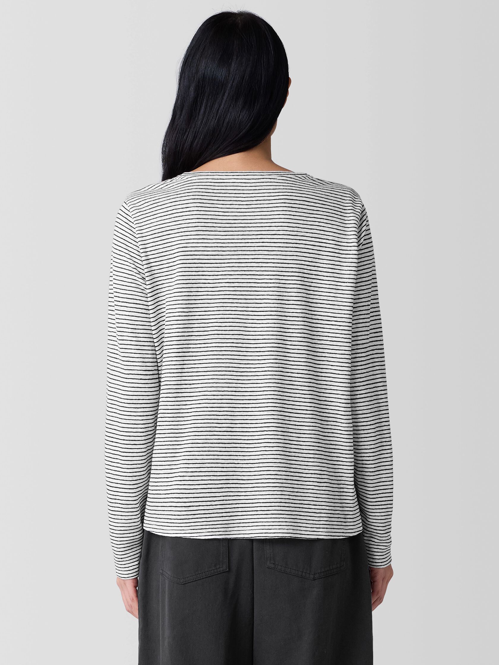 Striped Organic Linen Jersey Long-Sleeve Tee