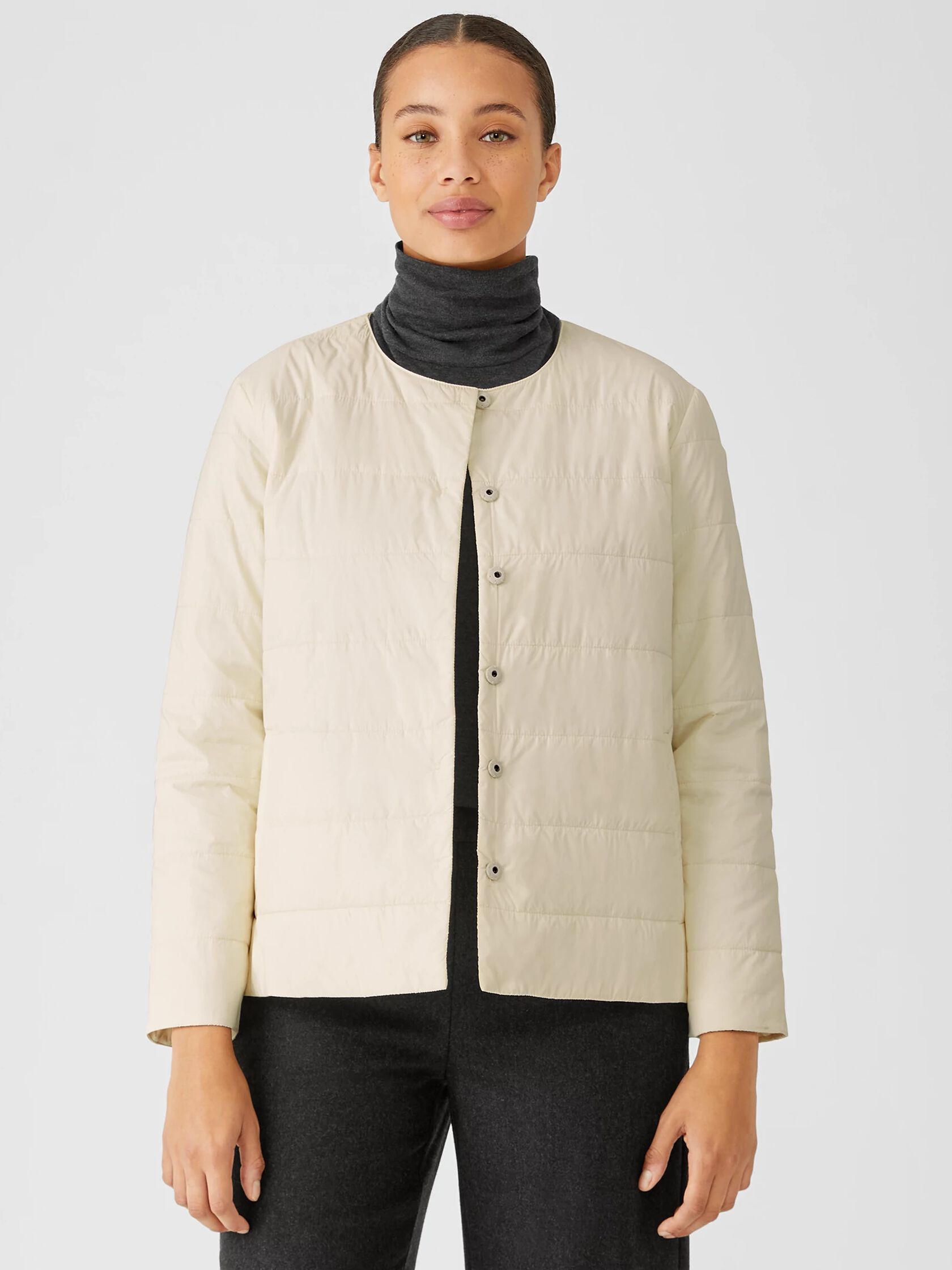 Eggshell Recycled Nylon Quilted Jacket