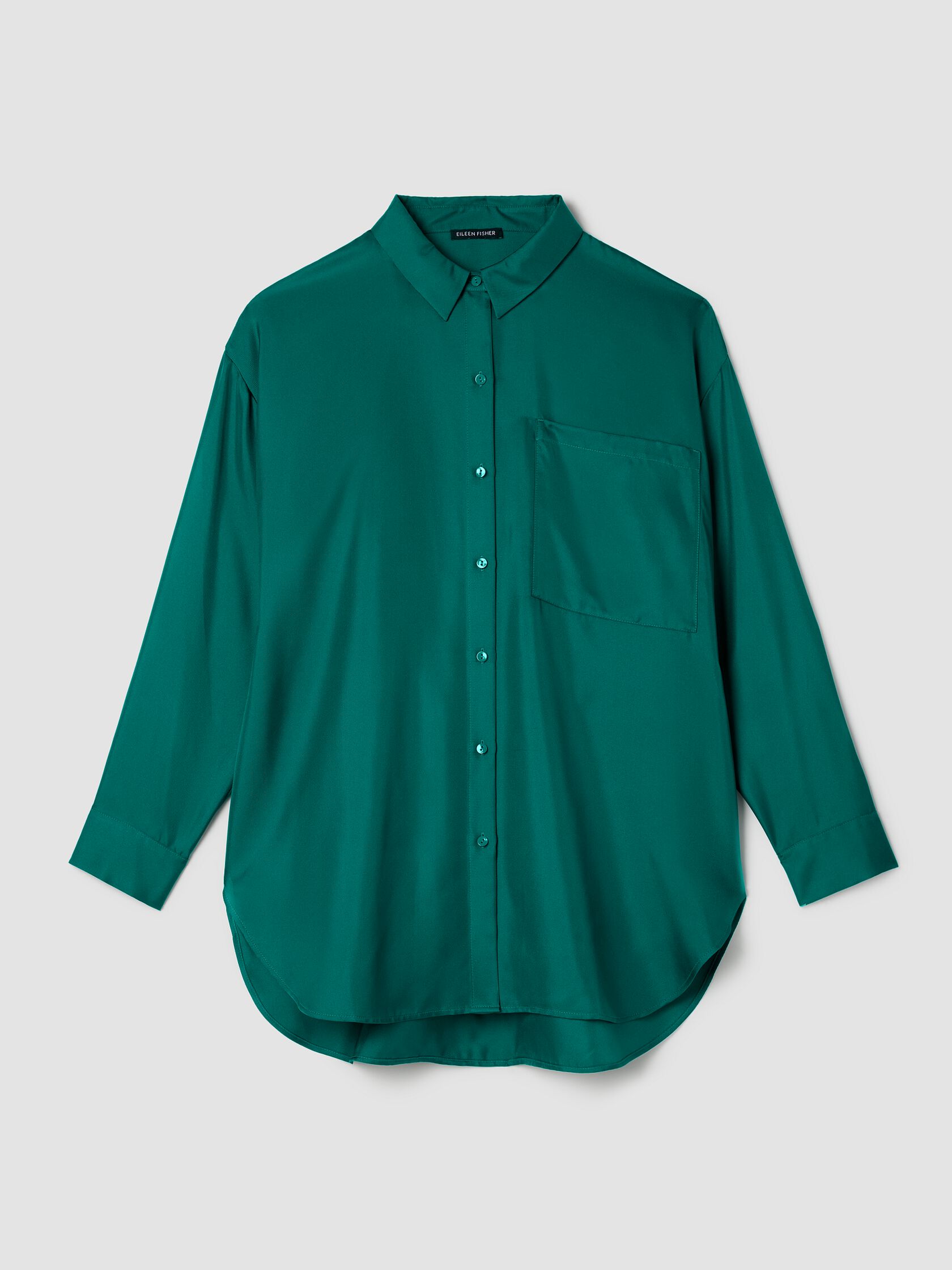Silk Twill Classic Collar Long Shirt