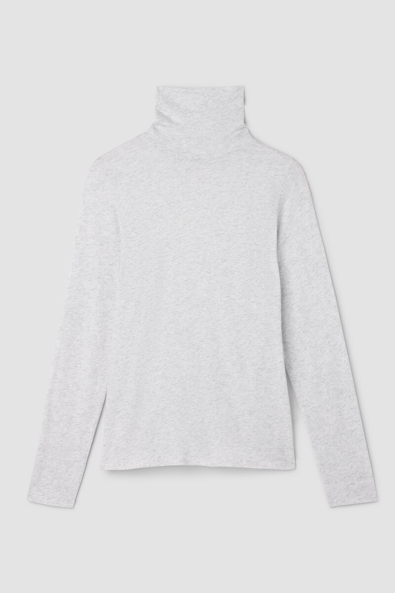 Mélange Sheer Cotton Blend Knit Turtleneck Top Mélange Sheer Cotton Blend Knit Turtleneck Top