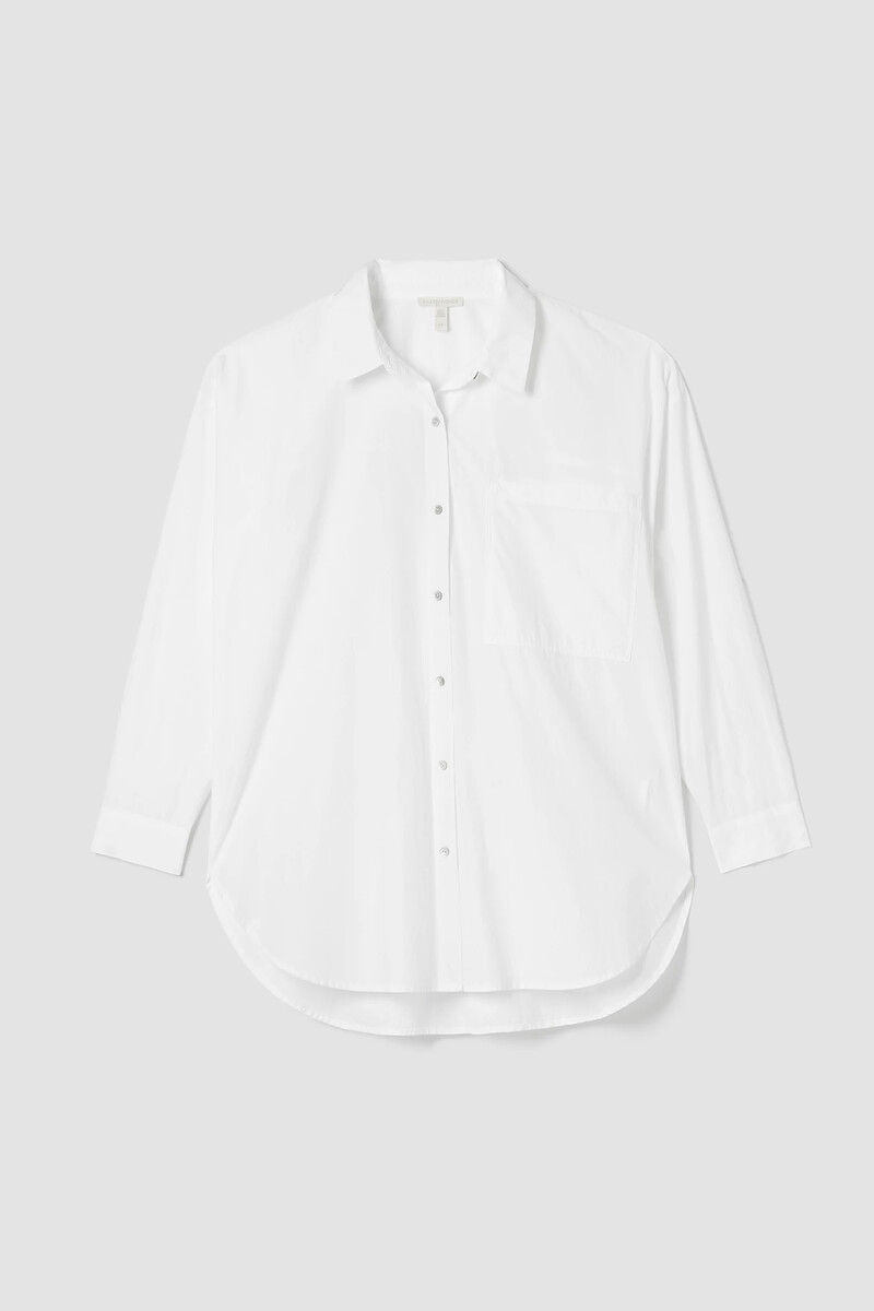Washed Organic Cotton Poplin Classic Collar Long Shirt Washed Organic Cotton Poplin Classic Collar Long Shirt