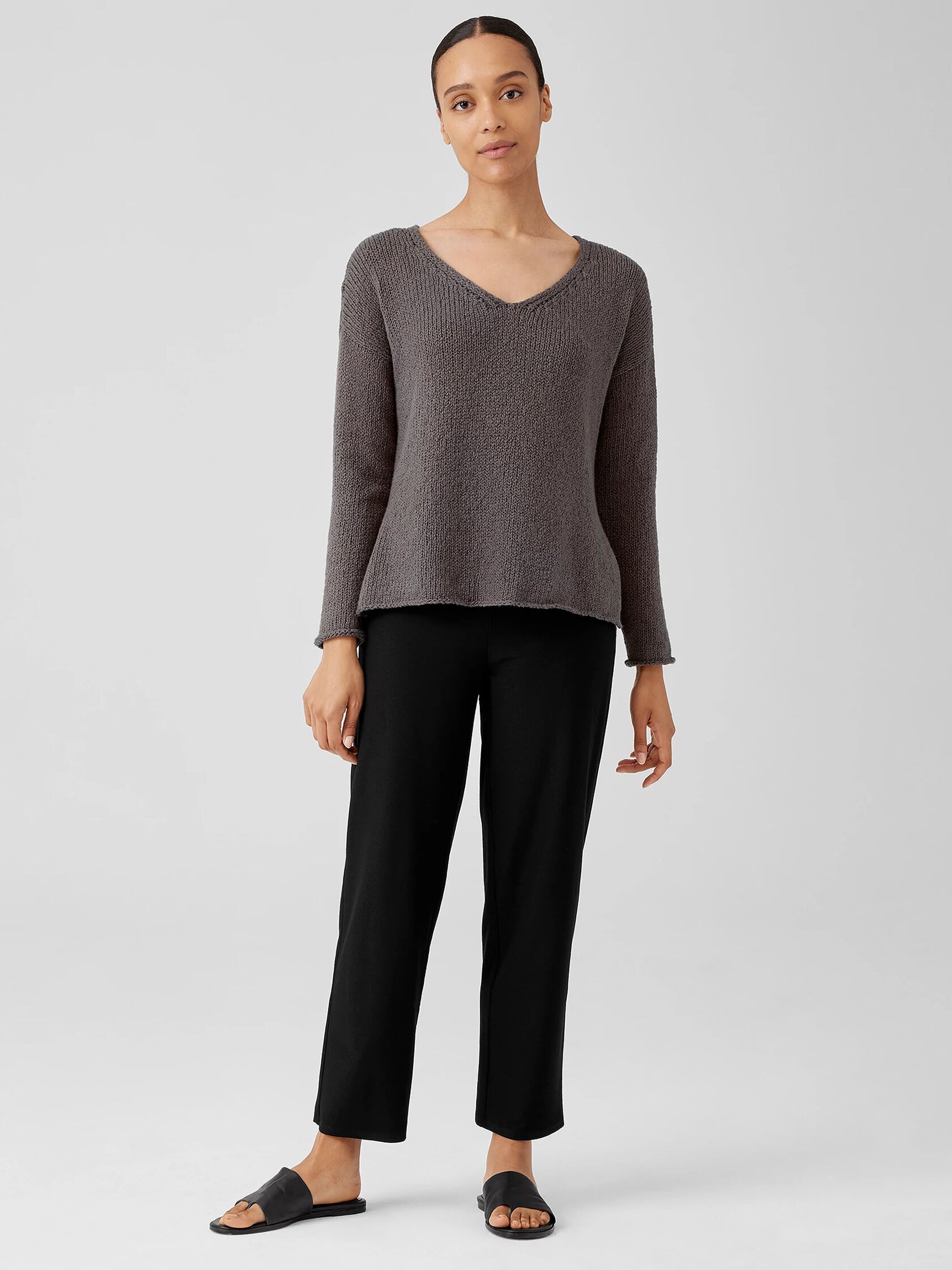 Peruvian Organic Cotton Crimp V-Neck Top