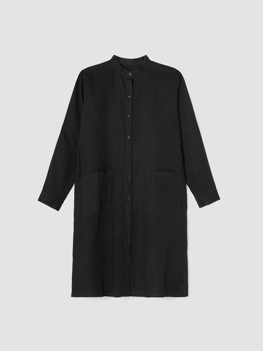 Organic Linen Mandarin Collar Dress