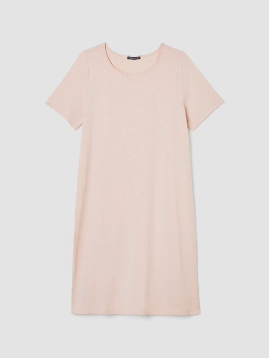 Stretch Jersey Knit Jewel Neck Dress