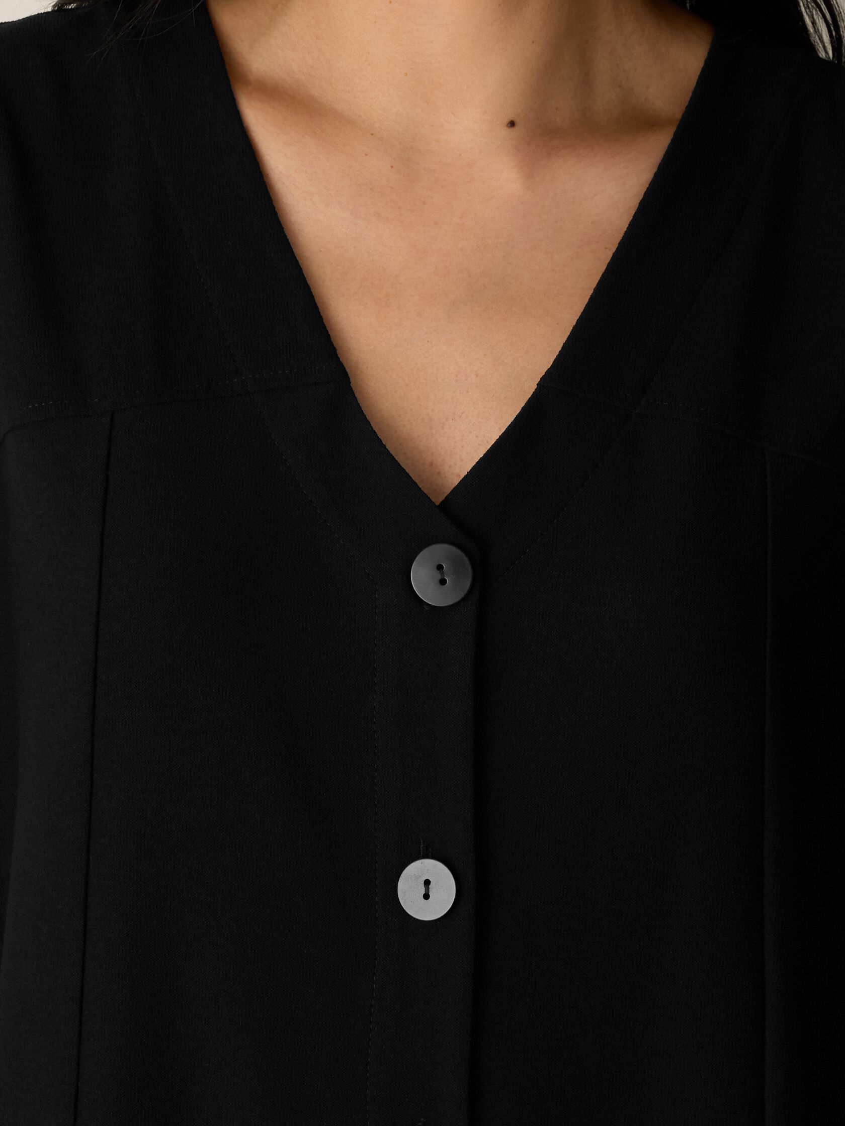 Resewn Washable Stretch Crepe V-Neck Dress