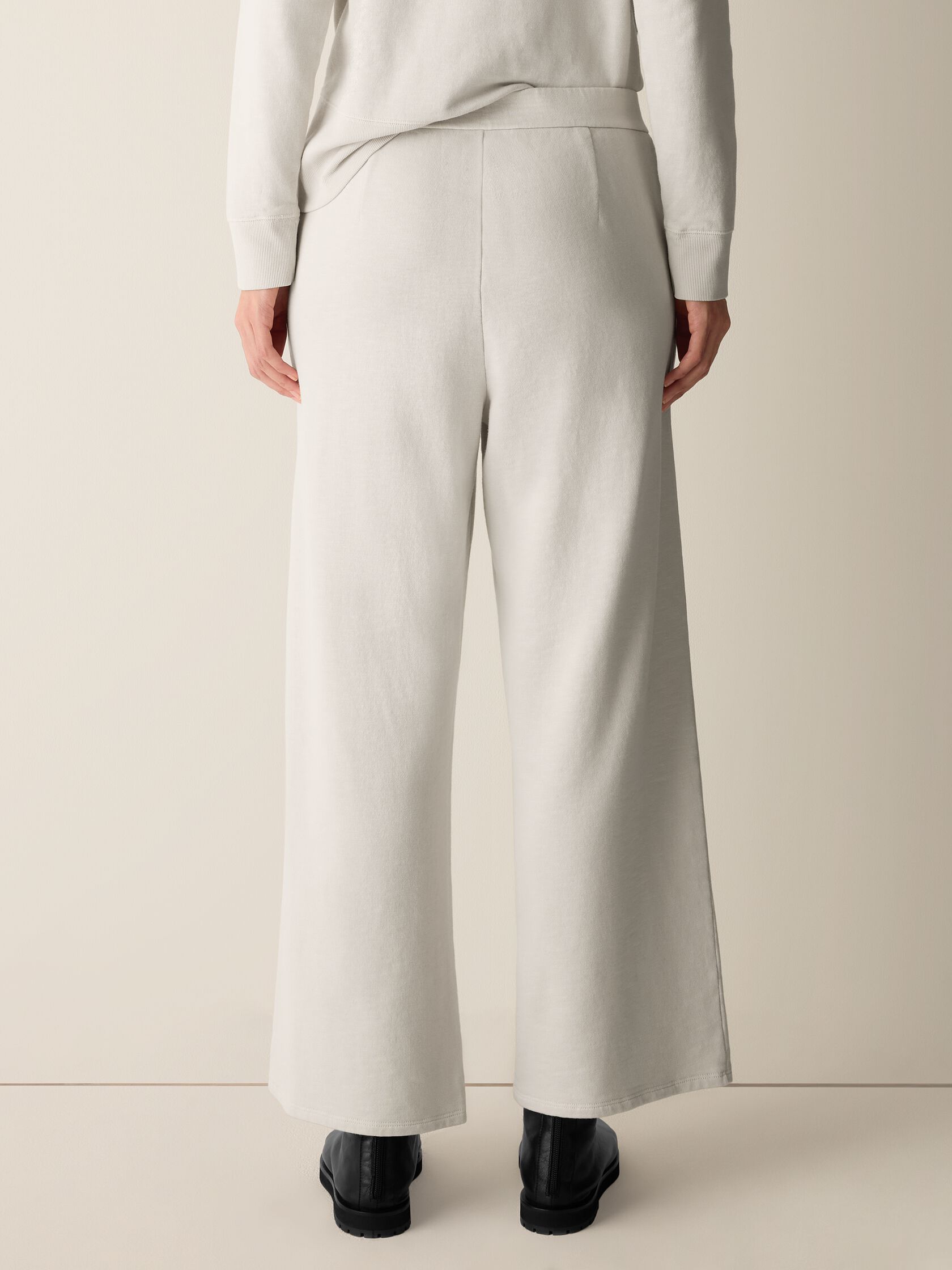 Garment-Dyed Organic Cotton Terry Wide-Leg Pant