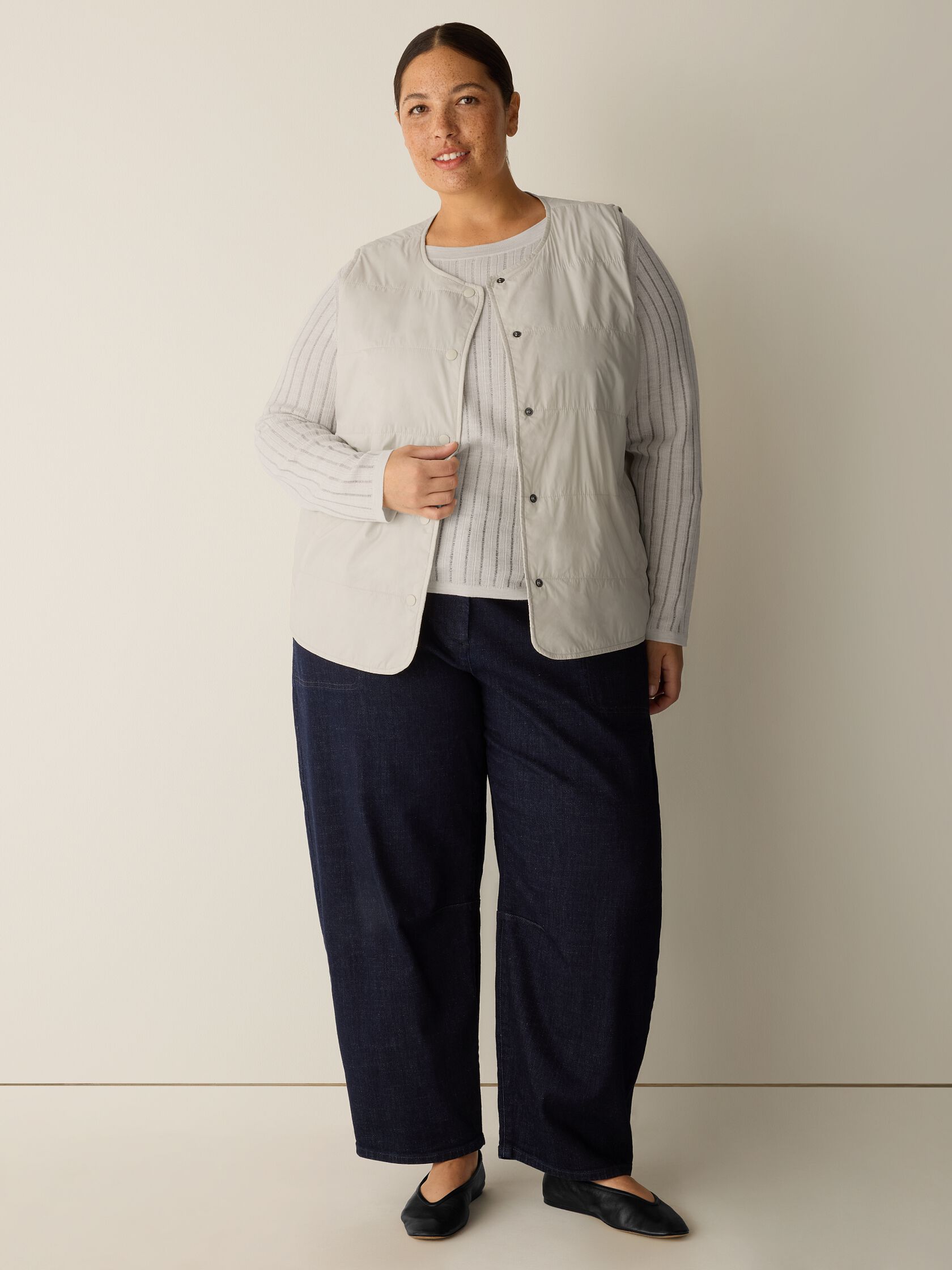 Eggshell Recycled Nylon Quilted Vest