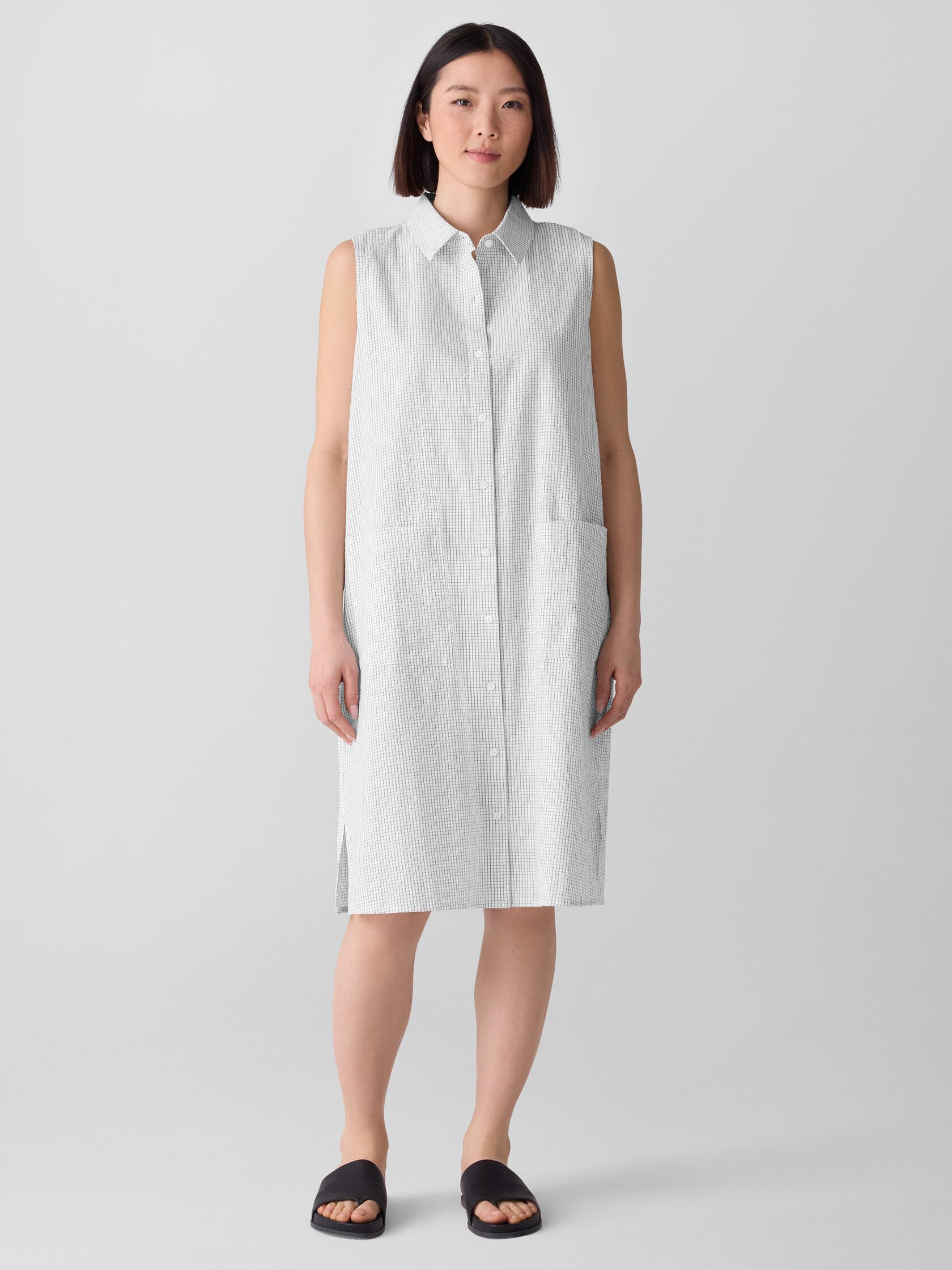 Organic Cotton Ripple Sleeveless Shirtdress