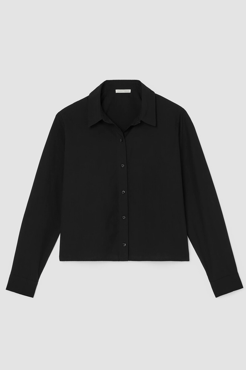 Washed Organic Cotton Poplin Classic Collar Short Shirt Washed Organic Cotton Poplin Classic Collar Short Shirt
