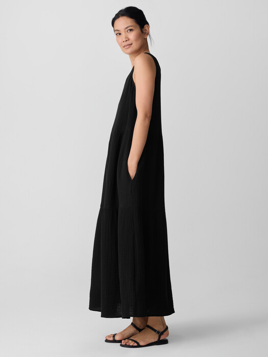 Organic Cotton Lofty Gauze Tiered Dress | EILEEN FISHER Organic Cotton Lofty Gauze Tiered Dress | EILEEN FISHER