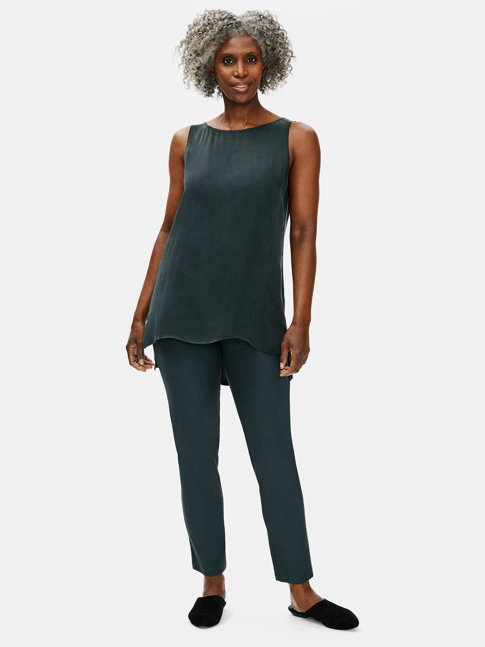 Washable Stretch Crepe Slim Ankle Pant