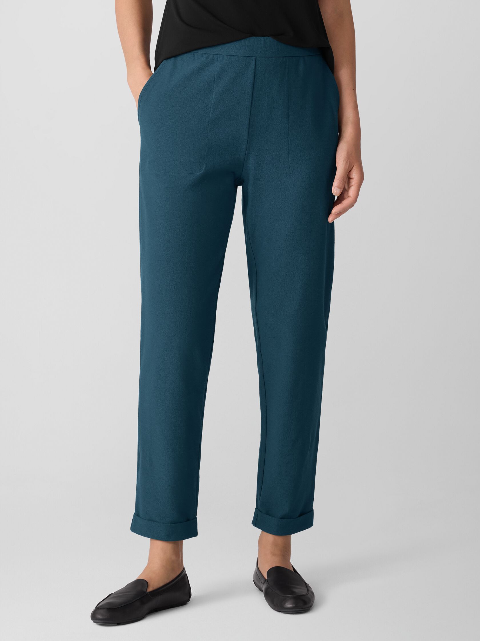 Washable Stretch Crepe Cuffed Pant