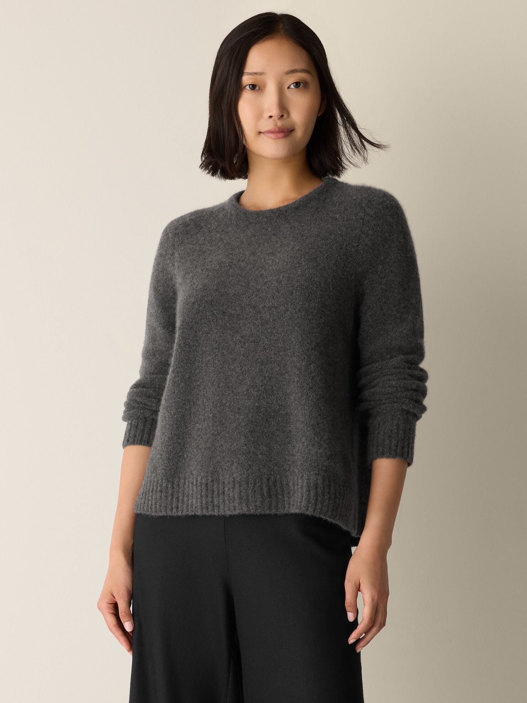Cashmere Silk Boucle Bliss Crew Neck Top