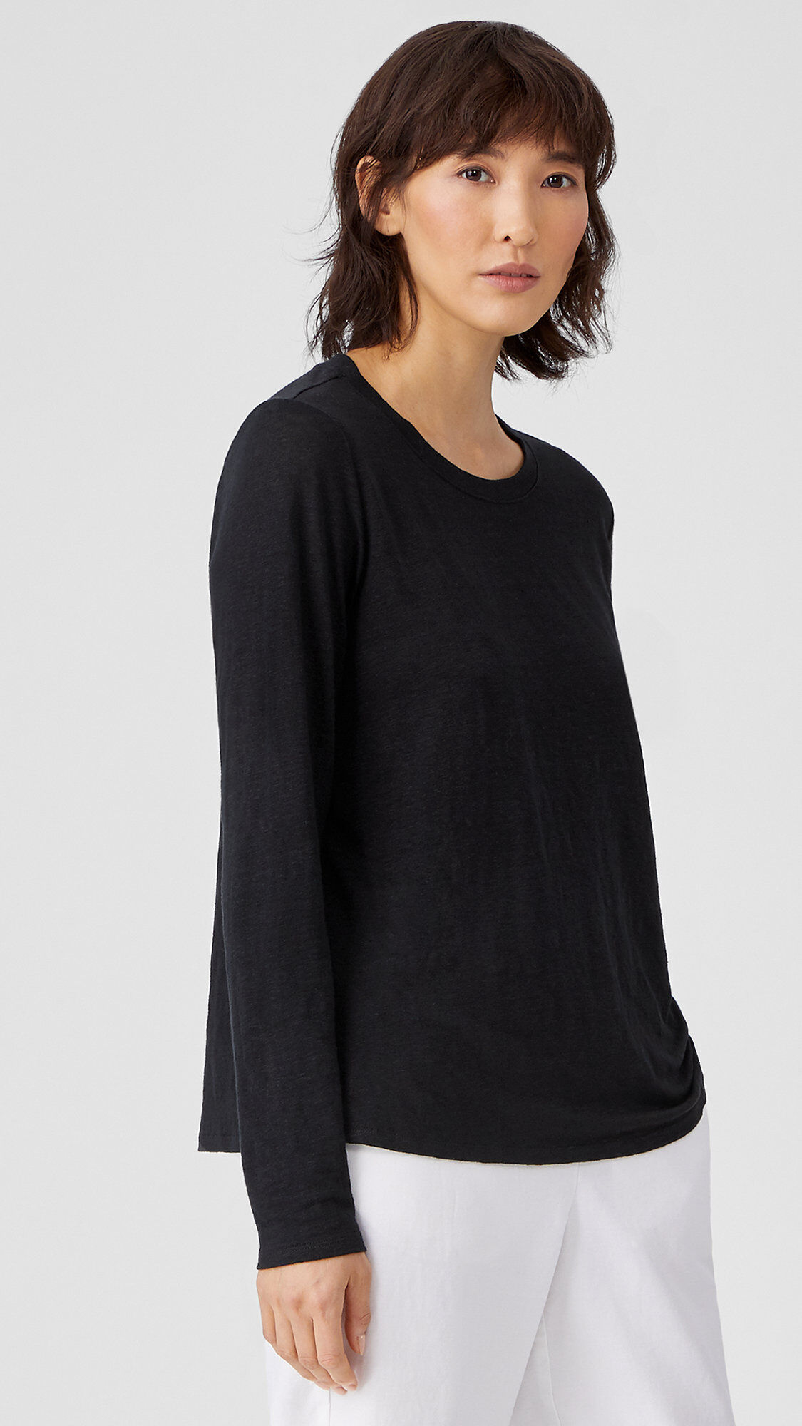 Craft Fabric Layered U-neck T-shirt 暗灰色 ZETASTORE_22SS009BLK_02_f93cd5
