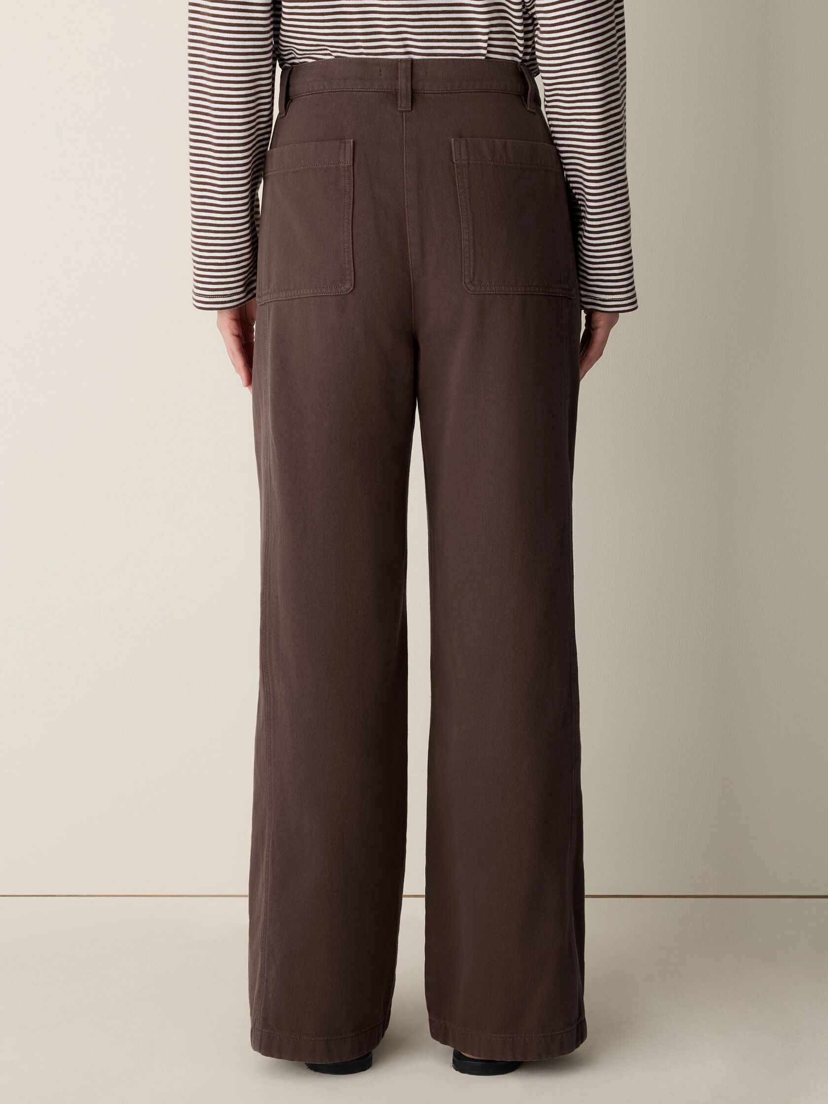 Garment-Dyed Utility Cotton Wide-Leg Pant