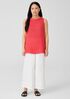 Garment-Dyed Handkerchief Linen Mock Neck Top
