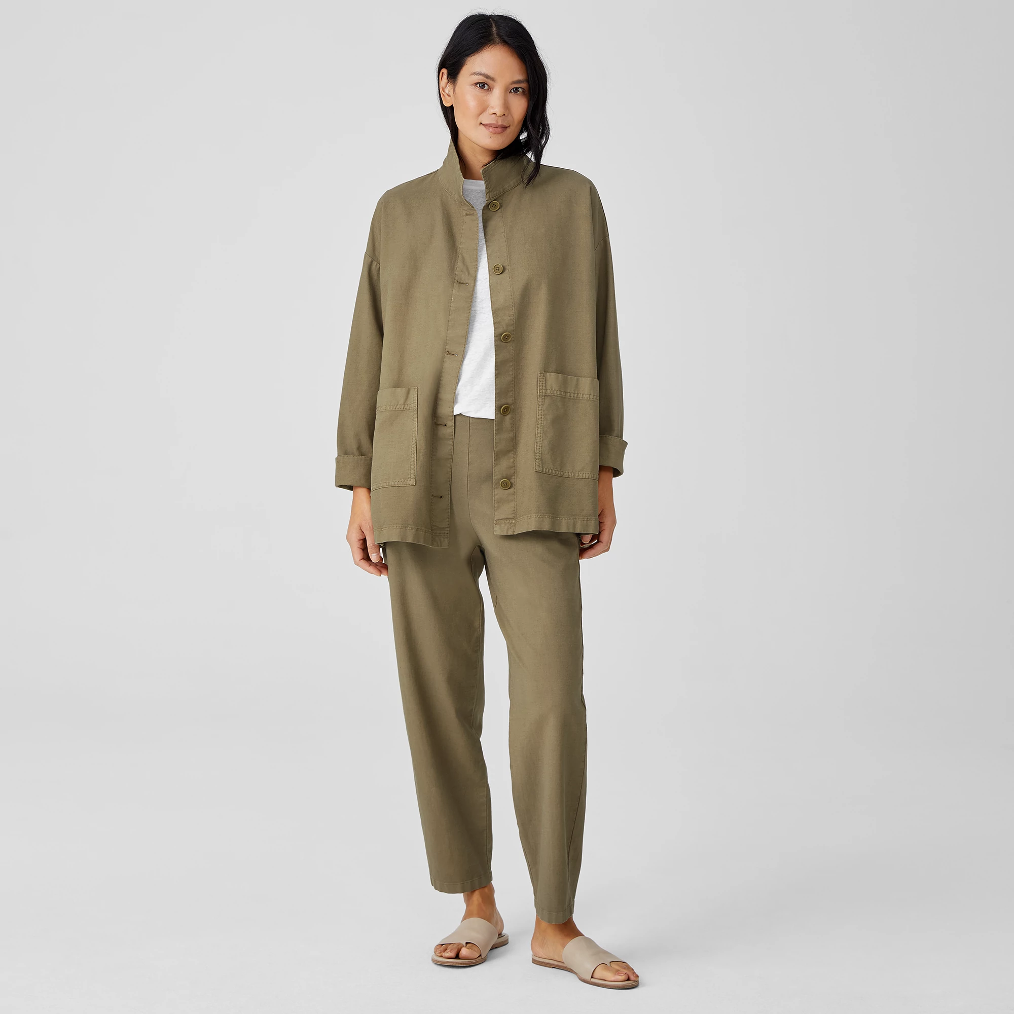 Organic Cotton Hemp Stand Collar Jacket 