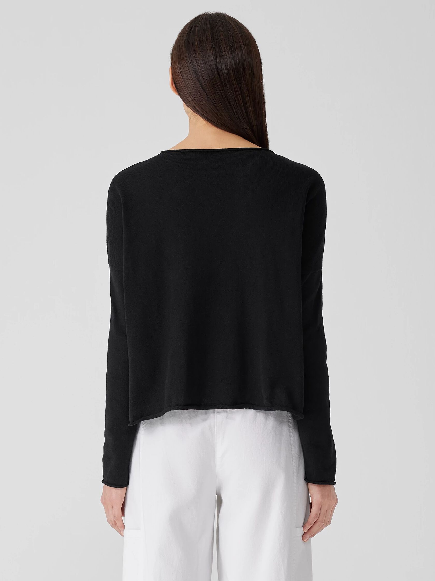 Peruvian Organic Cotton Crepe Crew Neck Top