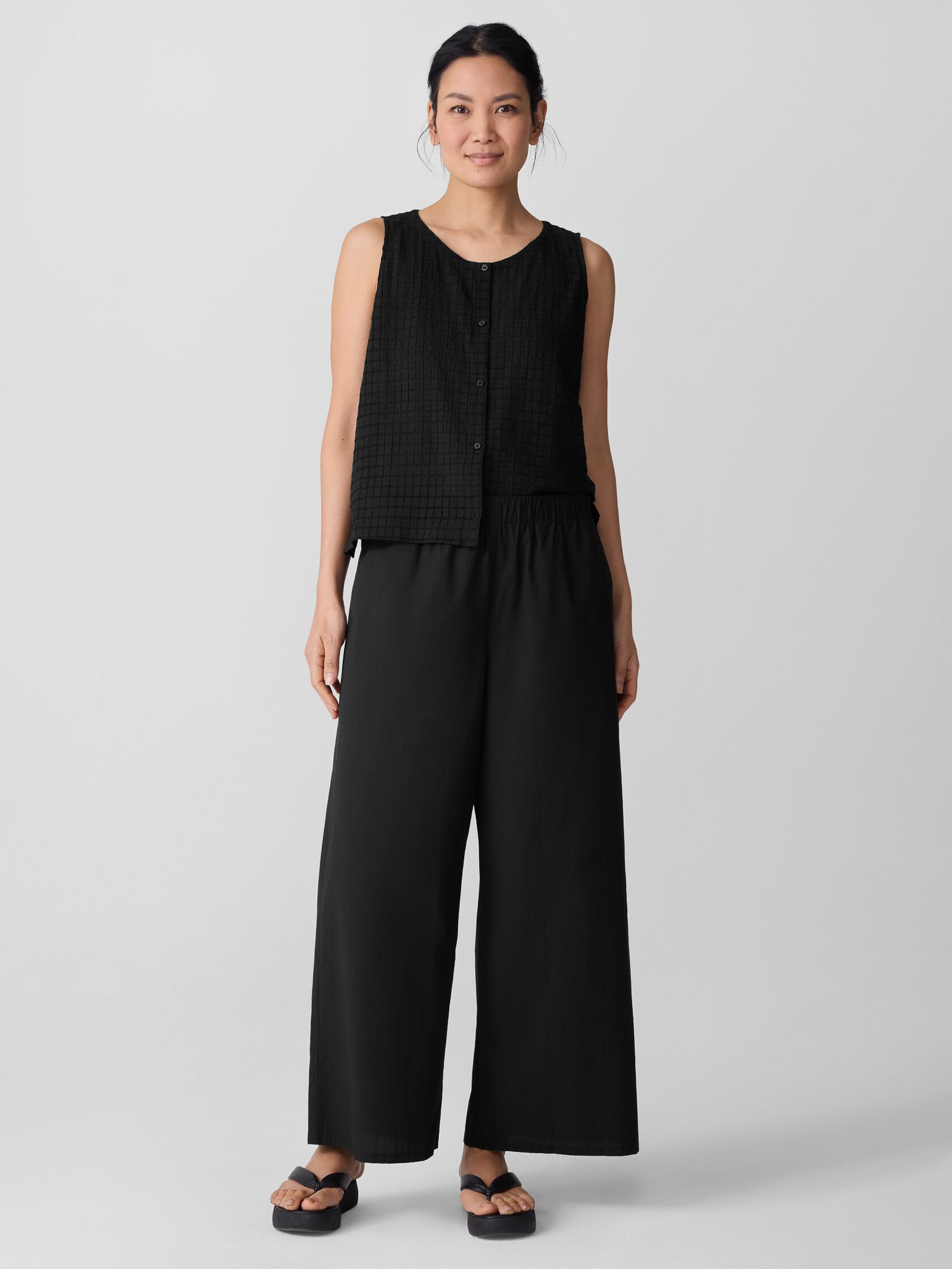 Washed Organic Cotton Poplin Wide-Leg Pant