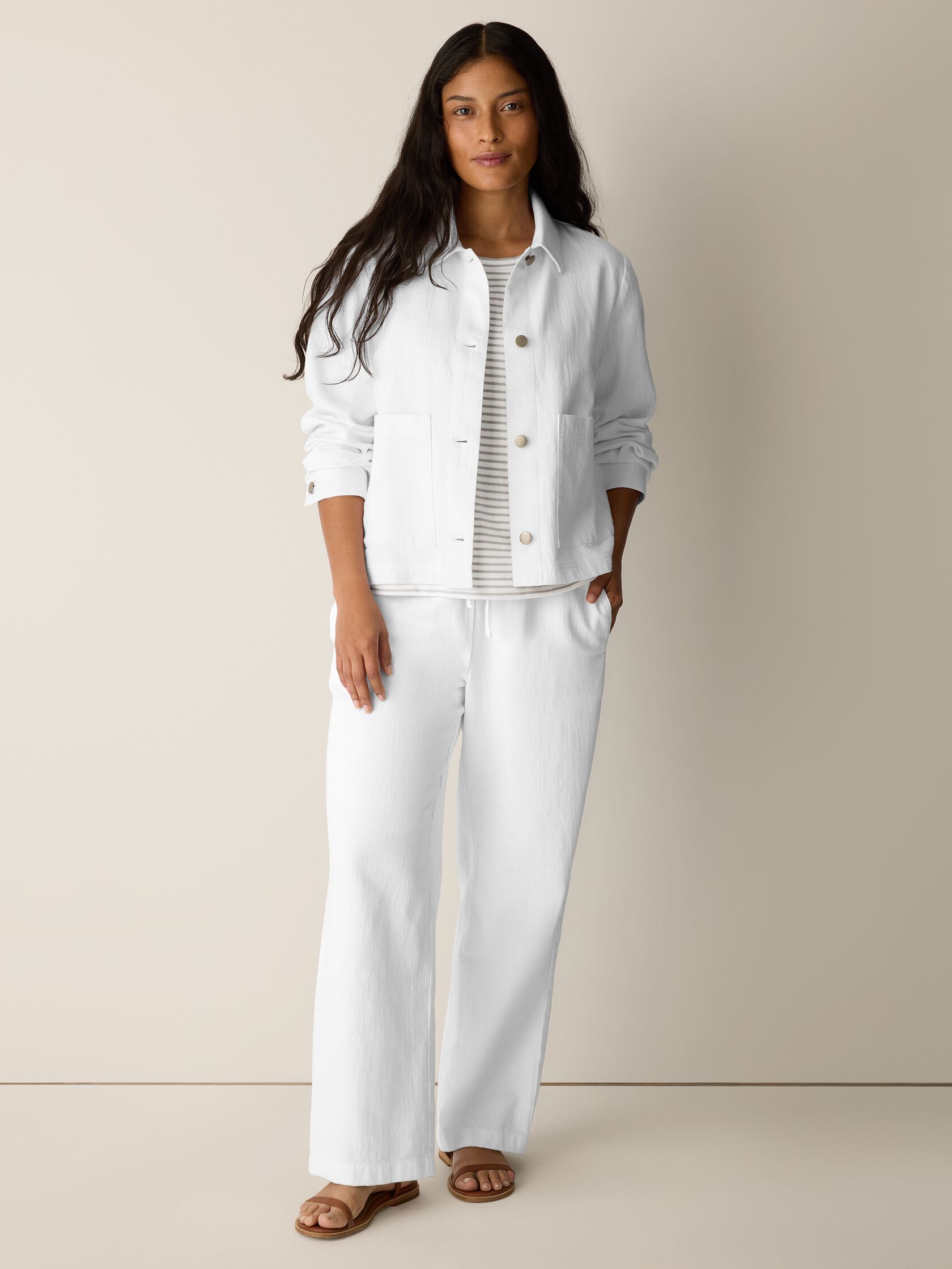 Slubby Organic Cotton Linen Classic Collar Jacket