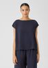 Silk Georgette Crepe Shirred-Back Top