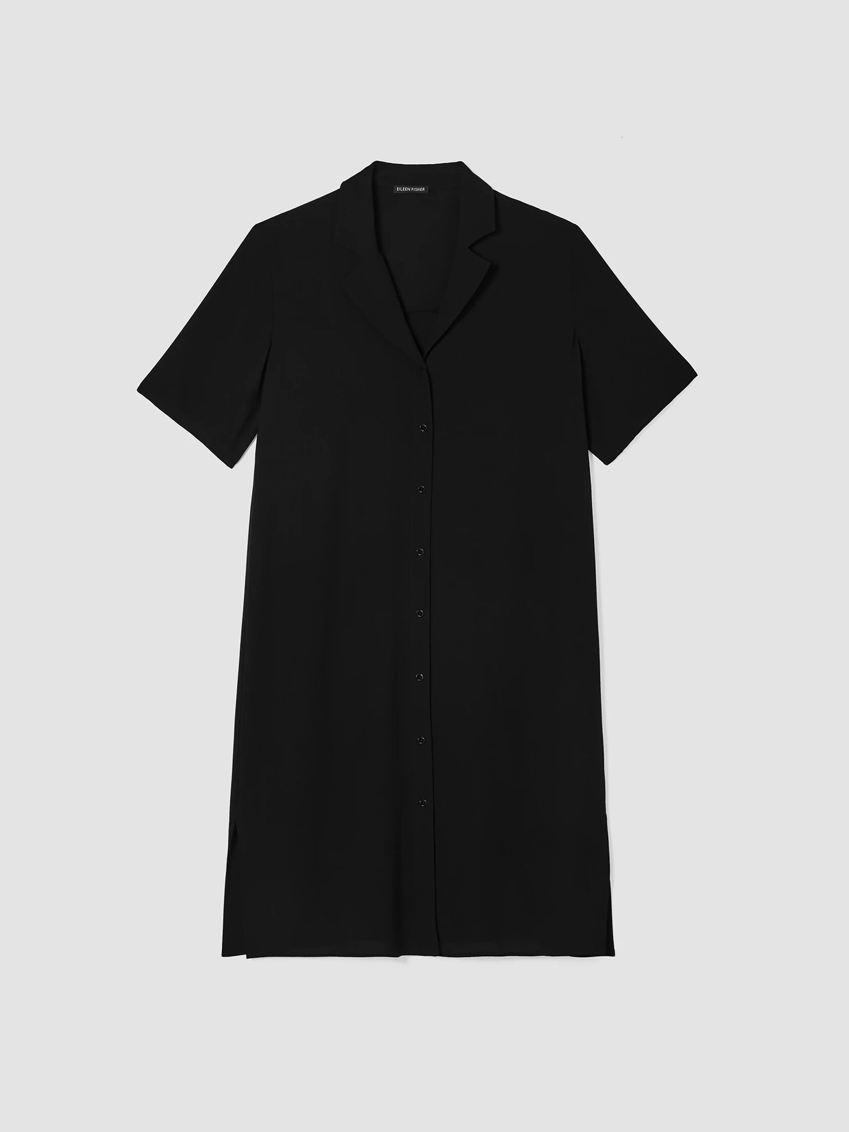 Silk Georgette Crepe Notch Collar Dress