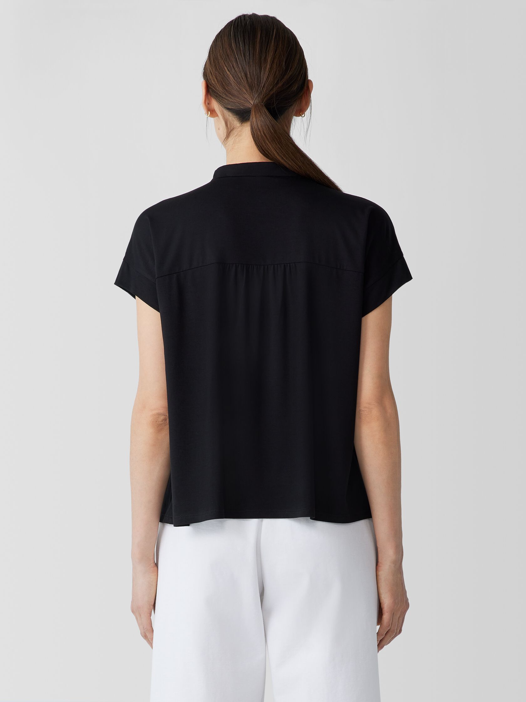 Fine Jersey Band Collar Top