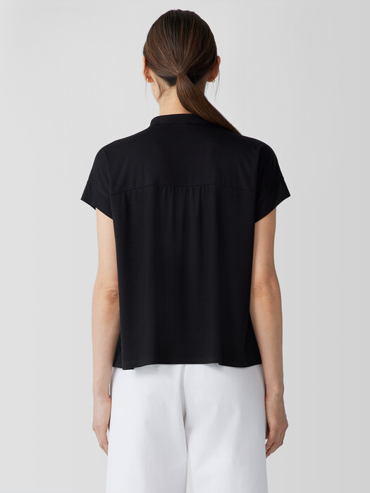 Fine Jersey Band Collar Top