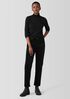 Ribbed Pima Cotton Blend Turtleneck Top