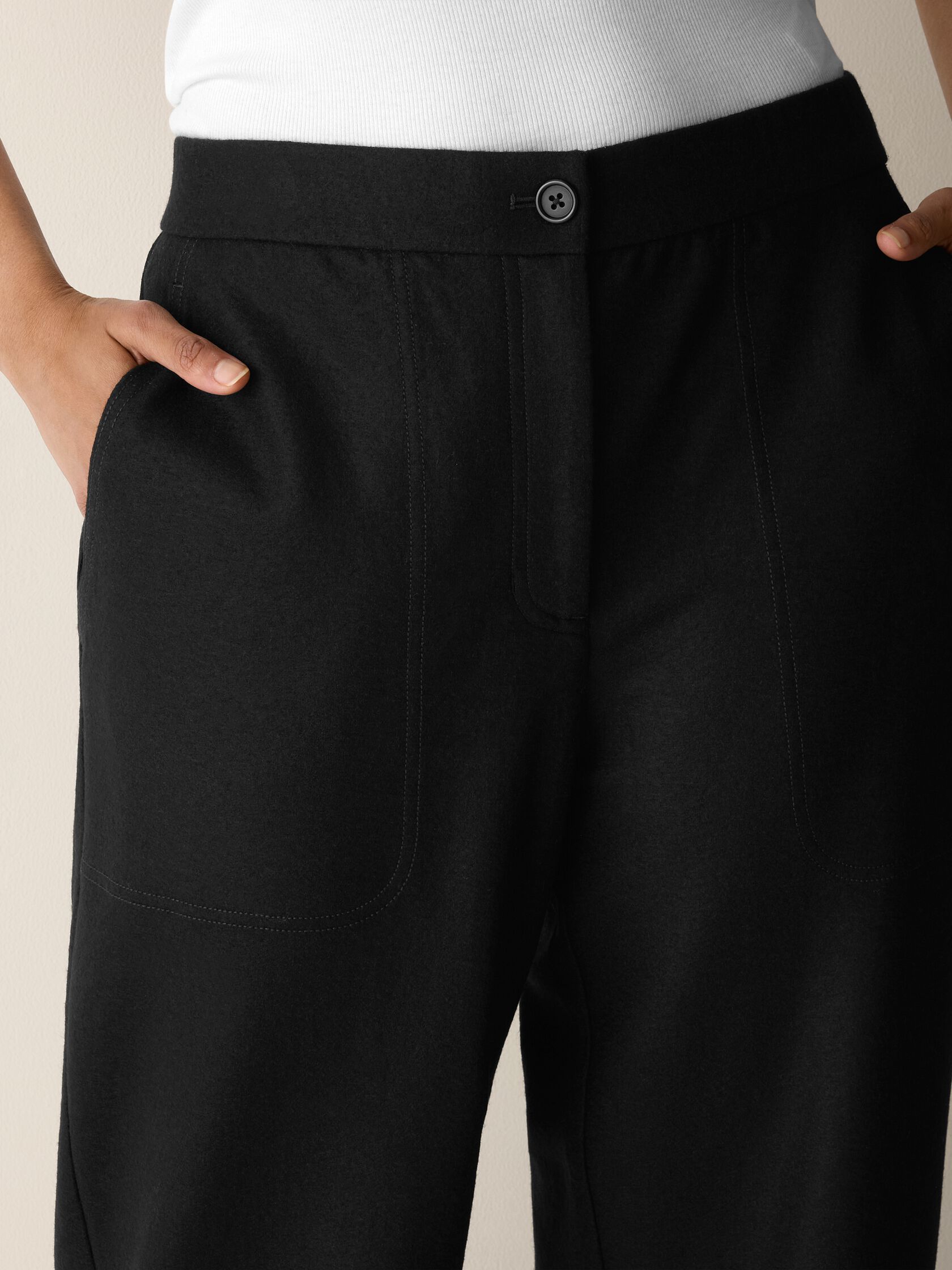 Felted Wool Jersey Straight Cuffed Pant&nbsp;in Regenerative Wool