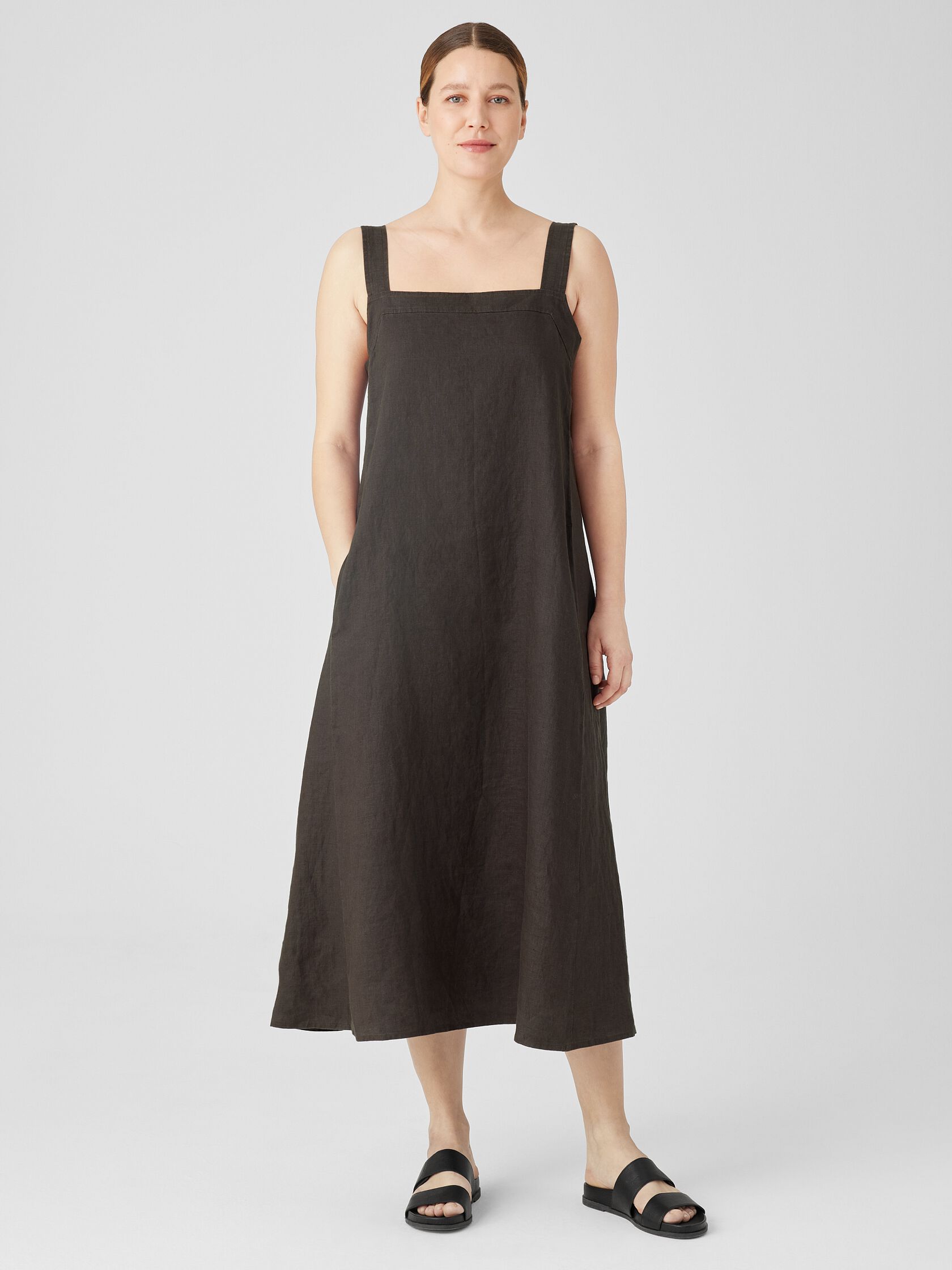 Organic Linen Square Neck Dress