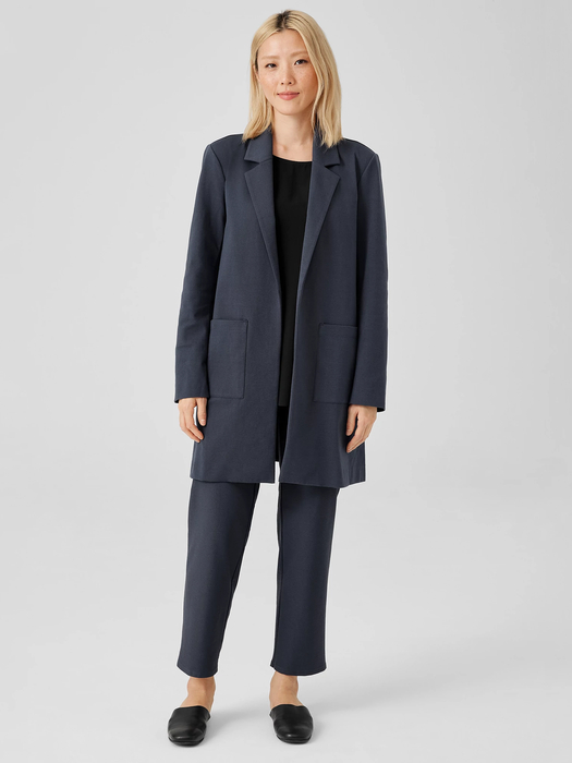 Cotton Blend Ponte Long Blazer