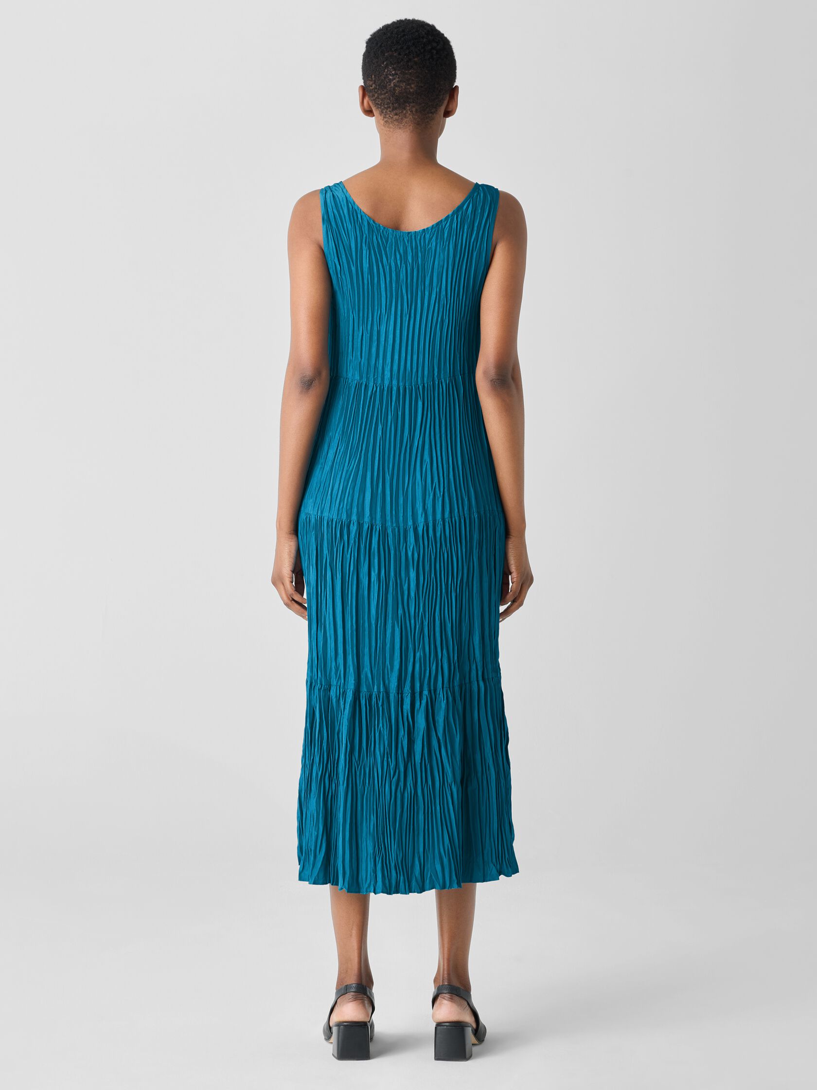 Crushed Silk Tiered Dress